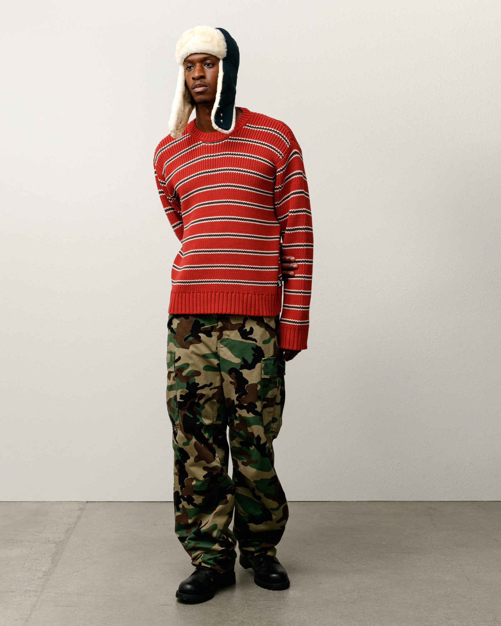 Stripe Knit Crew – Brick | Tops & Knits | Stüssy UK