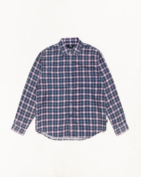 Matthew Plaid Shirt Unisex Short Sleeve In Navy
