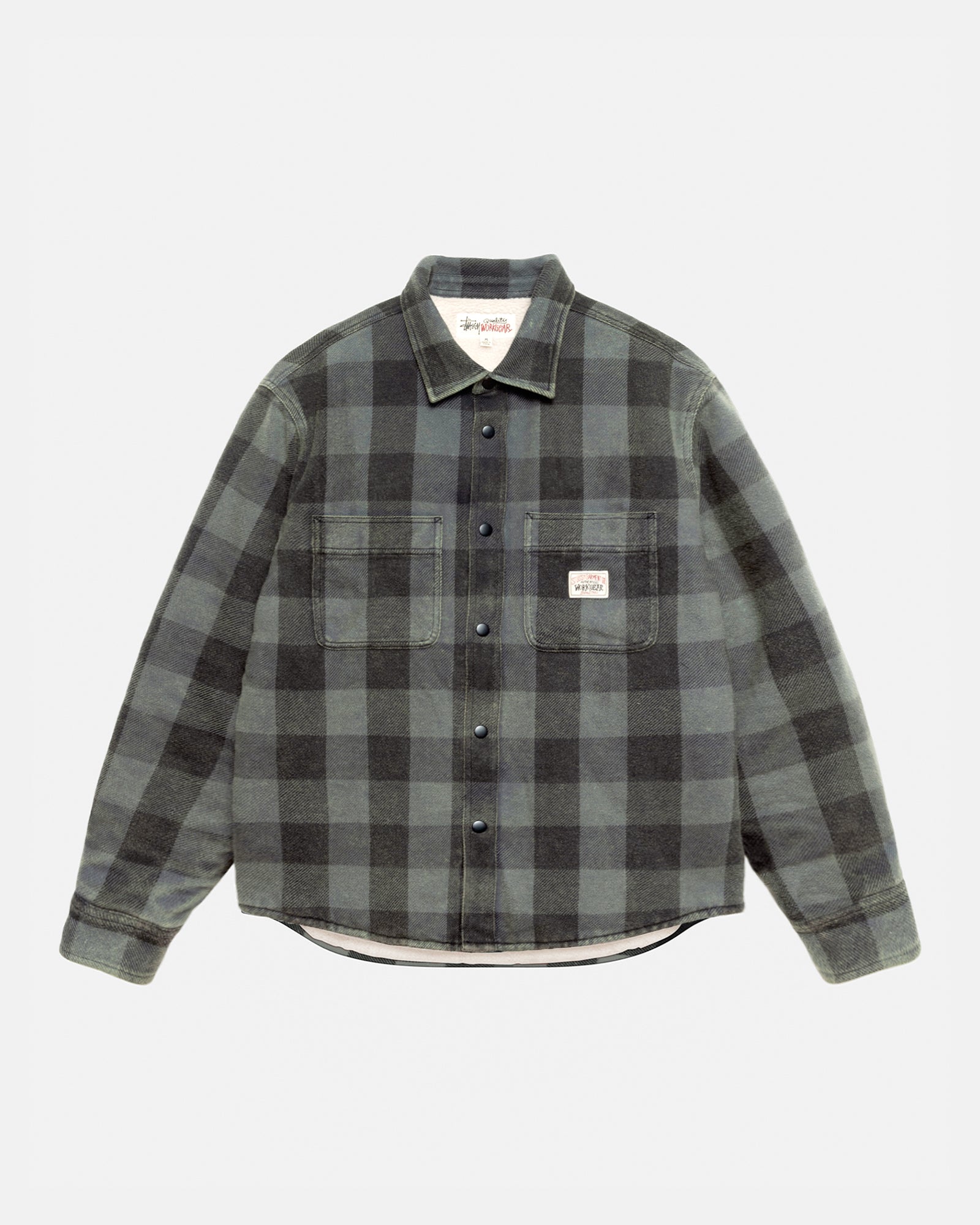 Sherpa Lined Buffalo Plaid Shirt in grey – Stüssy UK