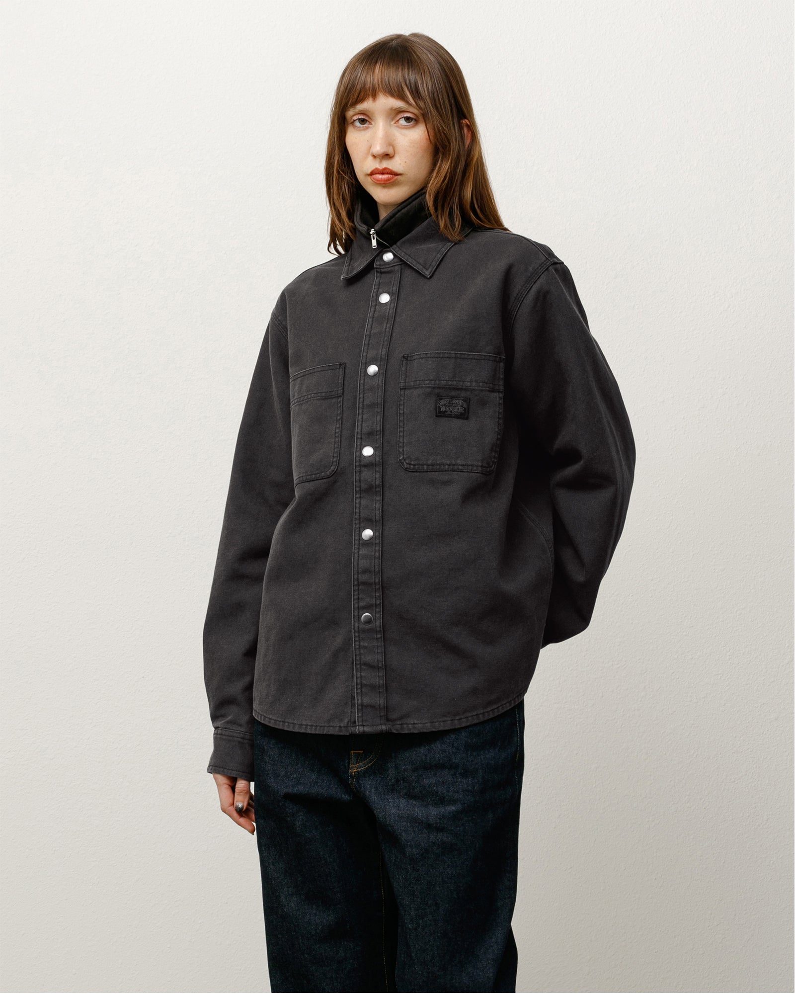 Heavy Washed Canvas Shirt – Black | Tops | Stüssy UK