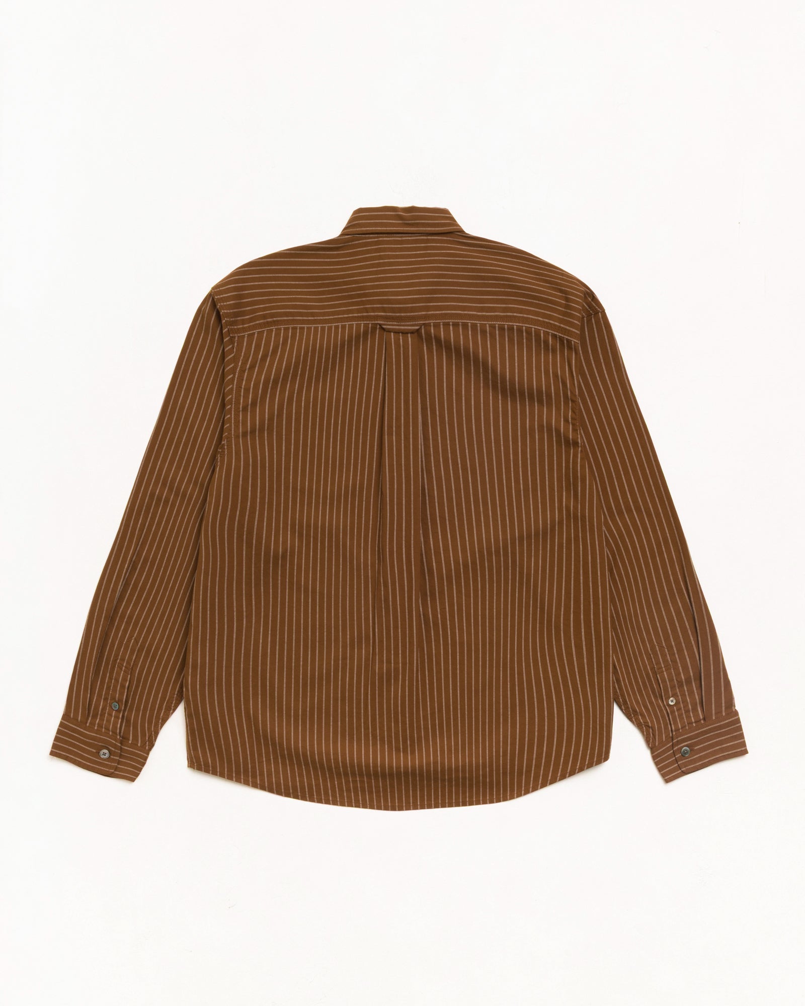 Oxford Ls Shirt Unisex Long Sleeve In Brown Stripe