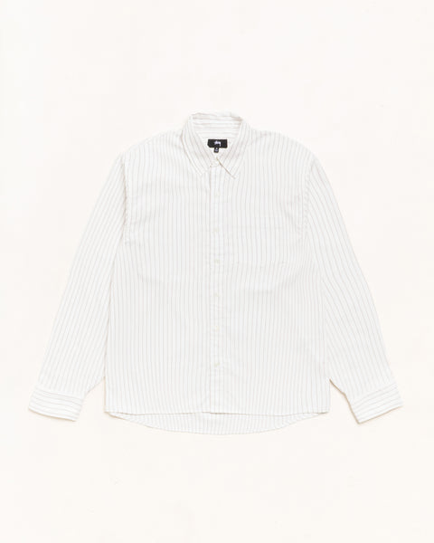 Oxford Ls Shirt Unisex Long Sleeve In Grey Stripe