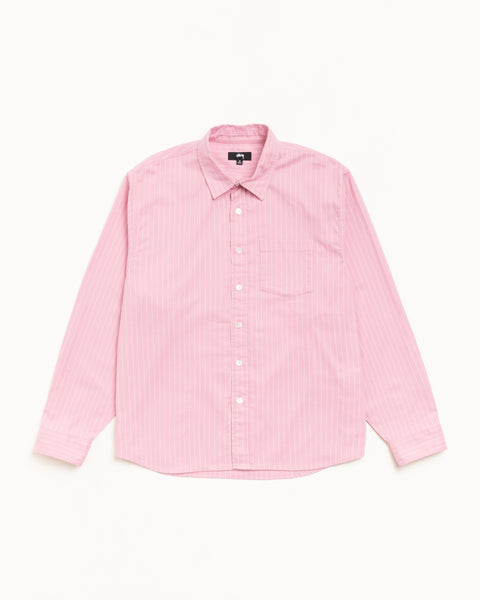Oxford Ls Shirt Mens Long Sleeve In Pink Stripe