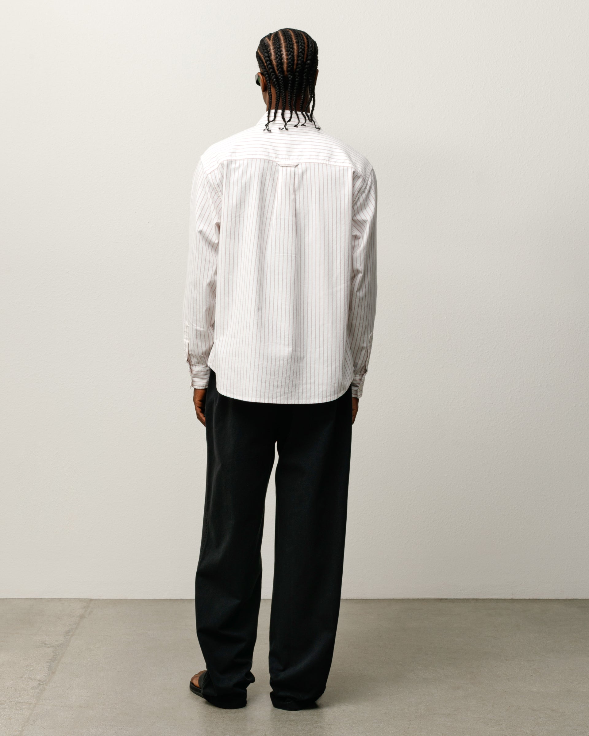 Oxford Ls Shirt Mens Long Sleeve In White Stripe