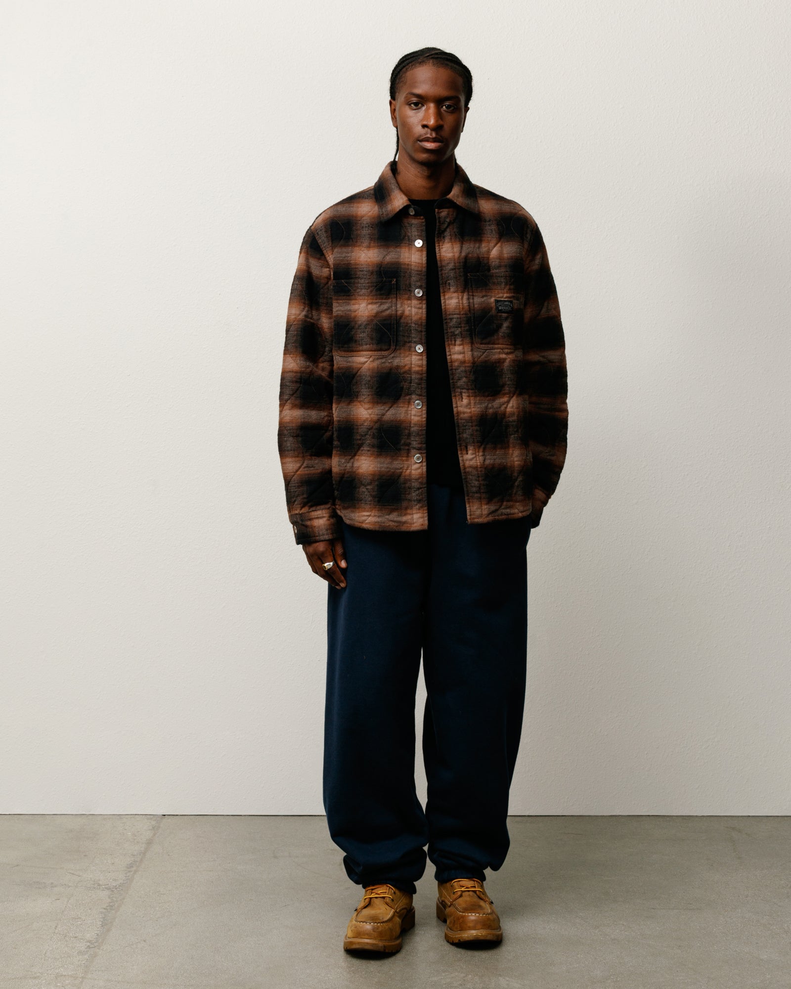 Quilted Plaid Shirt Jacket – Brown | Tops & Shirts | Stüssy UK