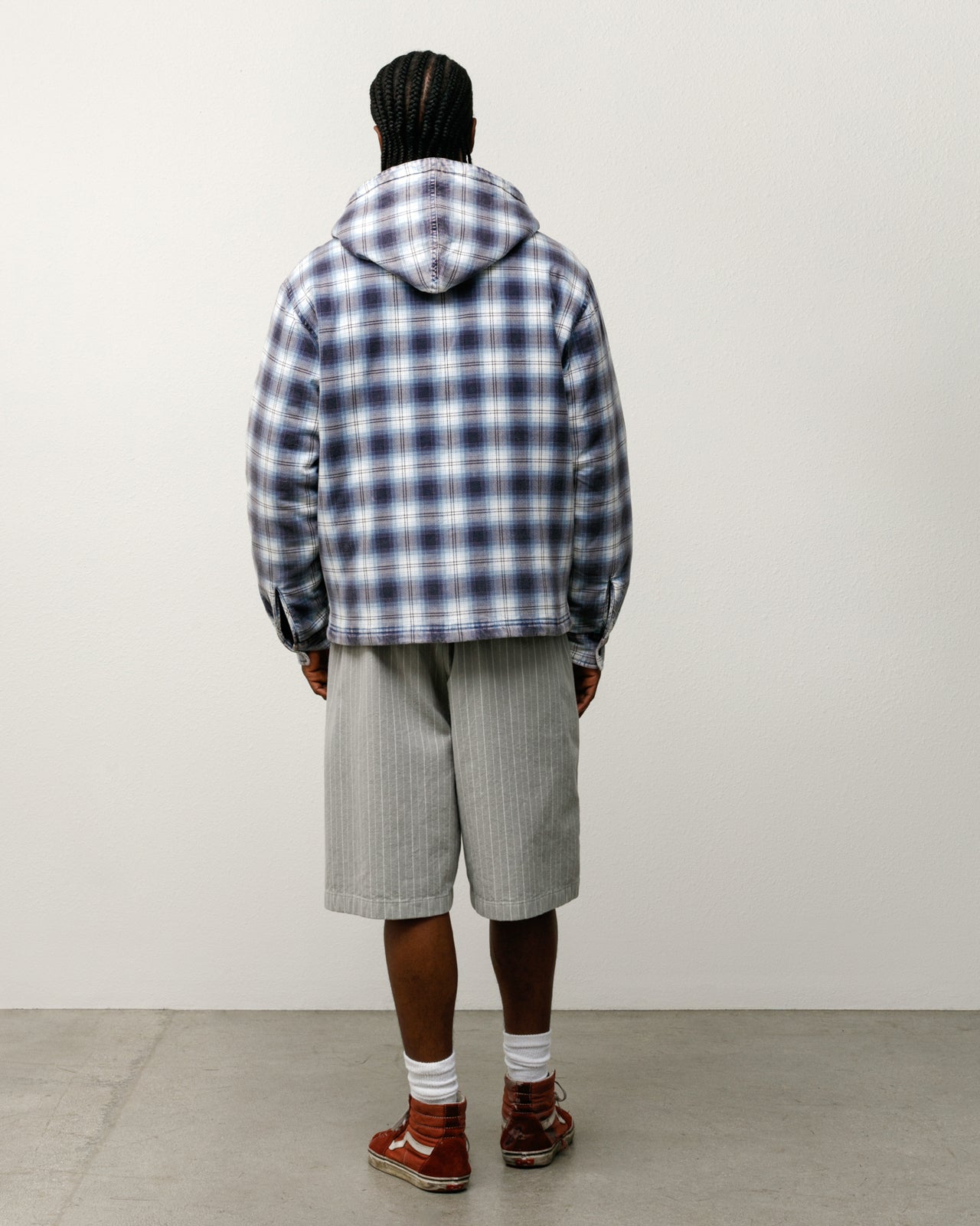 Zip Hooded Plaid Shirt – Blue | Outerwear | Stüssy UK