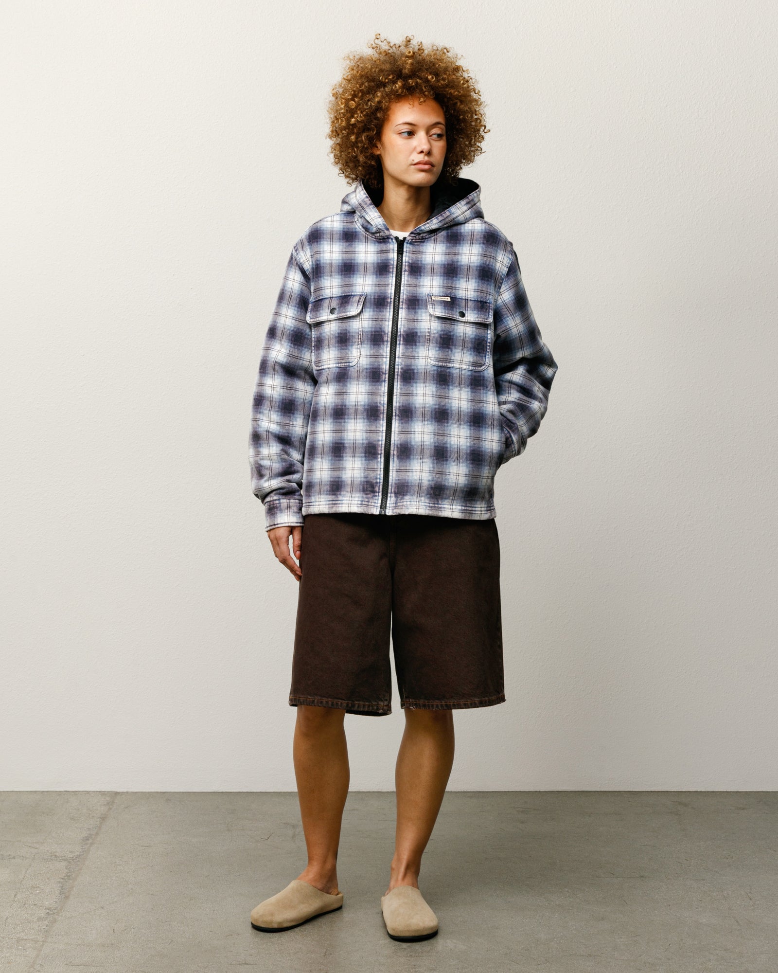 00s STUSSY ジップアップ フーデットジャケット フード チェック ネル Zip Hooded Plaid Shirt – Blue | Outerwear | Stüssy UK