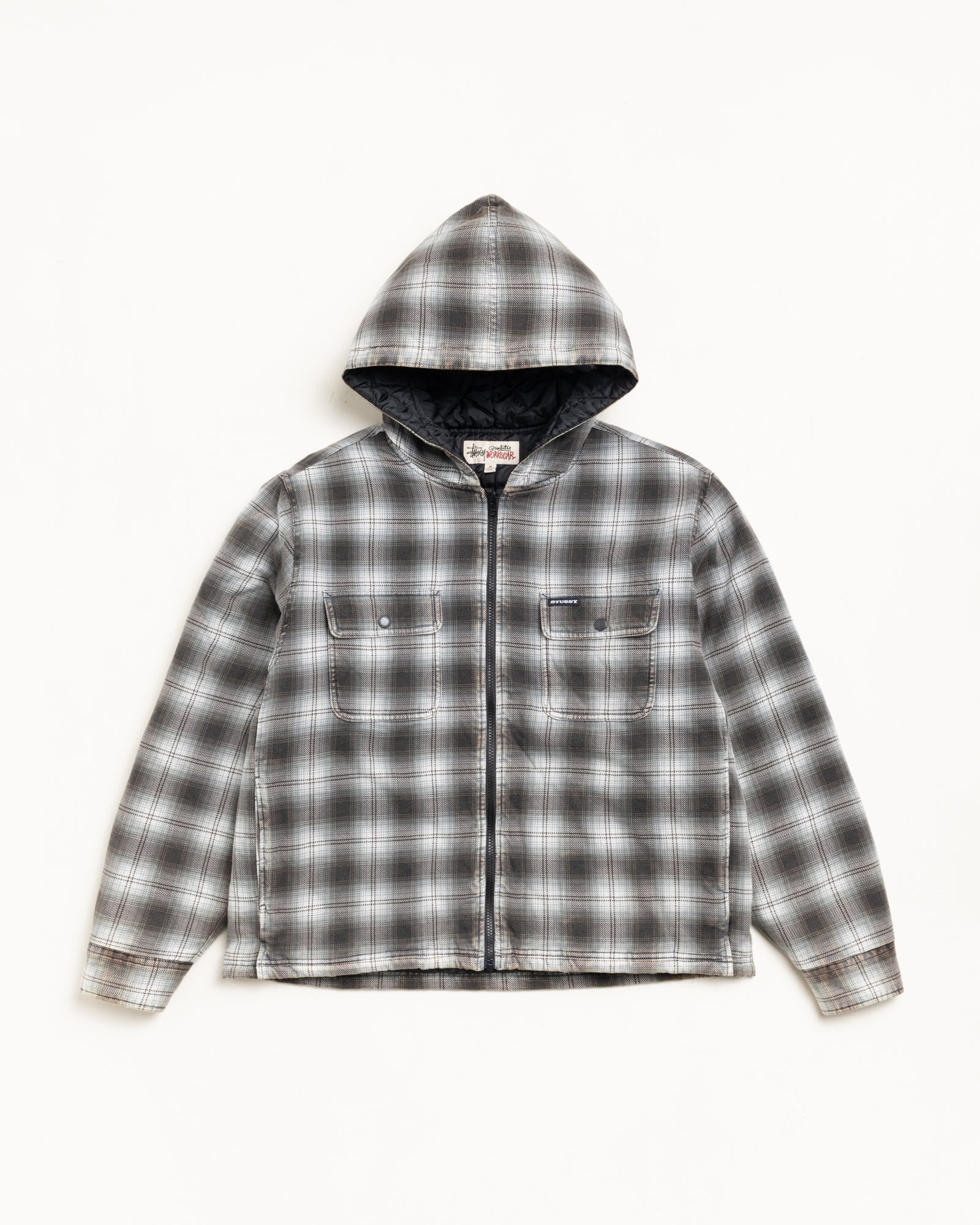 Zip Hooded Plaid Shirt – Charcoal | Outerwear | Stüssy UK
