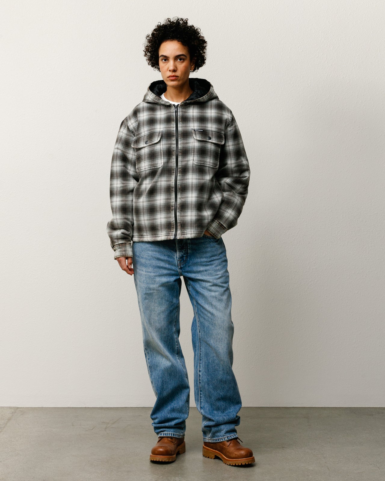 Zip Hooded Plaid Shirt – Charcoal | Outerwear | Stüssy UK