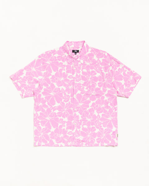 Floral Hawaiian Shirt Mens Short Sleeve In Pink