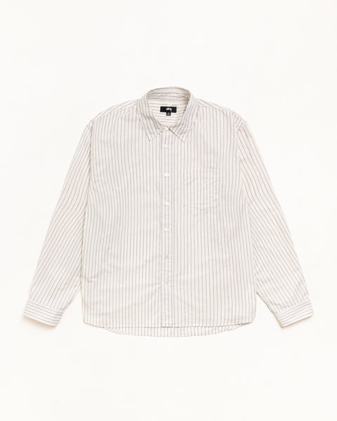 Standard LS Shirt Unisex Long Sleeve in Natural Stripe