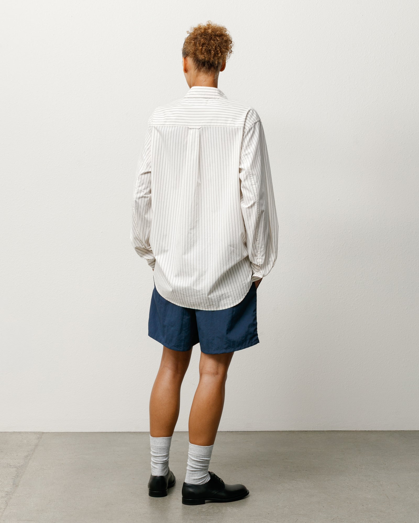 Standard LS Shirt Unisex Long Sleeve In Natural Stripe, Back View