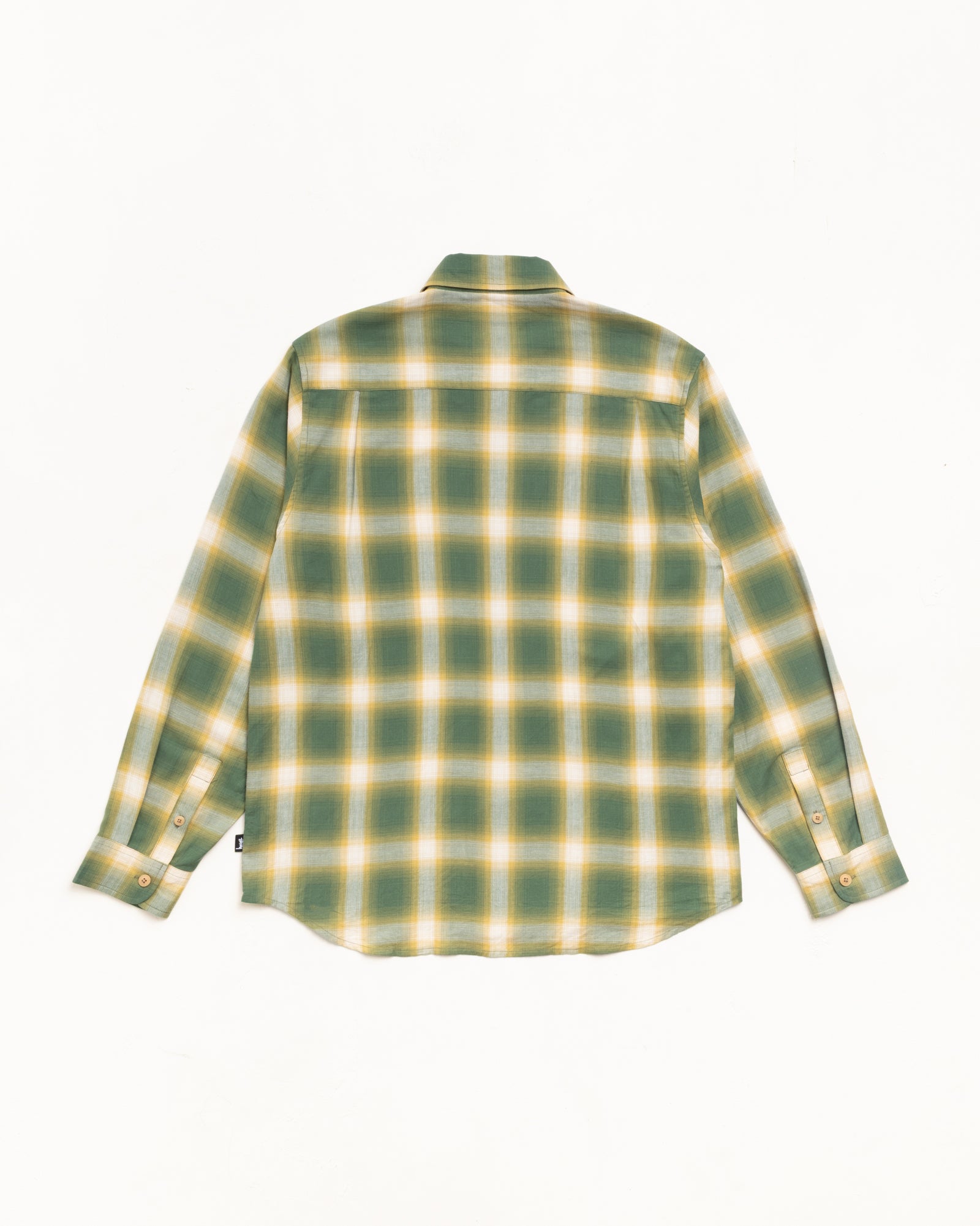 Beach Ombre Plaid Shirt Unisex Long Sleeve In Green