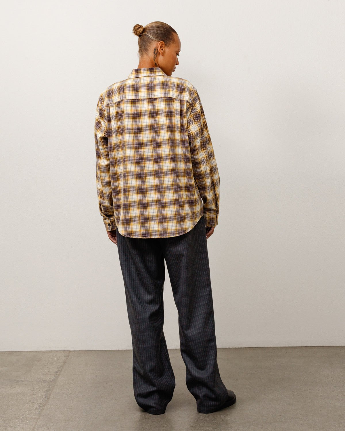 Dax Plaid Shirt Unisex Long Sleeve In Gold