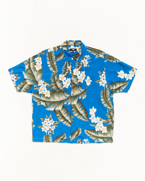 Hawaiian Floral Ss Shirt Unisex Short Sleeve In Blue