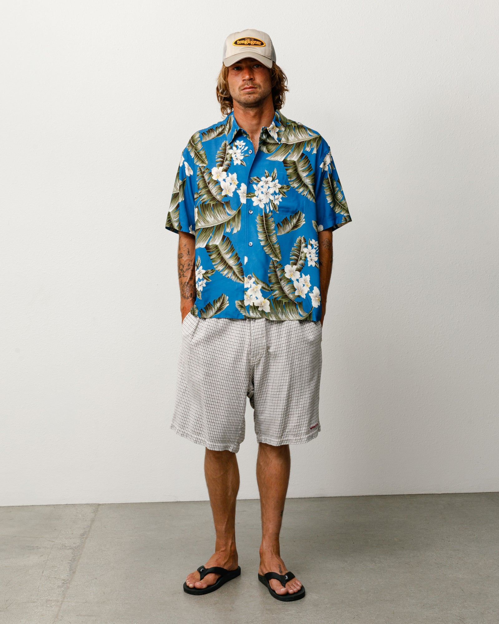 Hawaiian Floral Ss Shirt Unisex Short Sleeve In Blue
