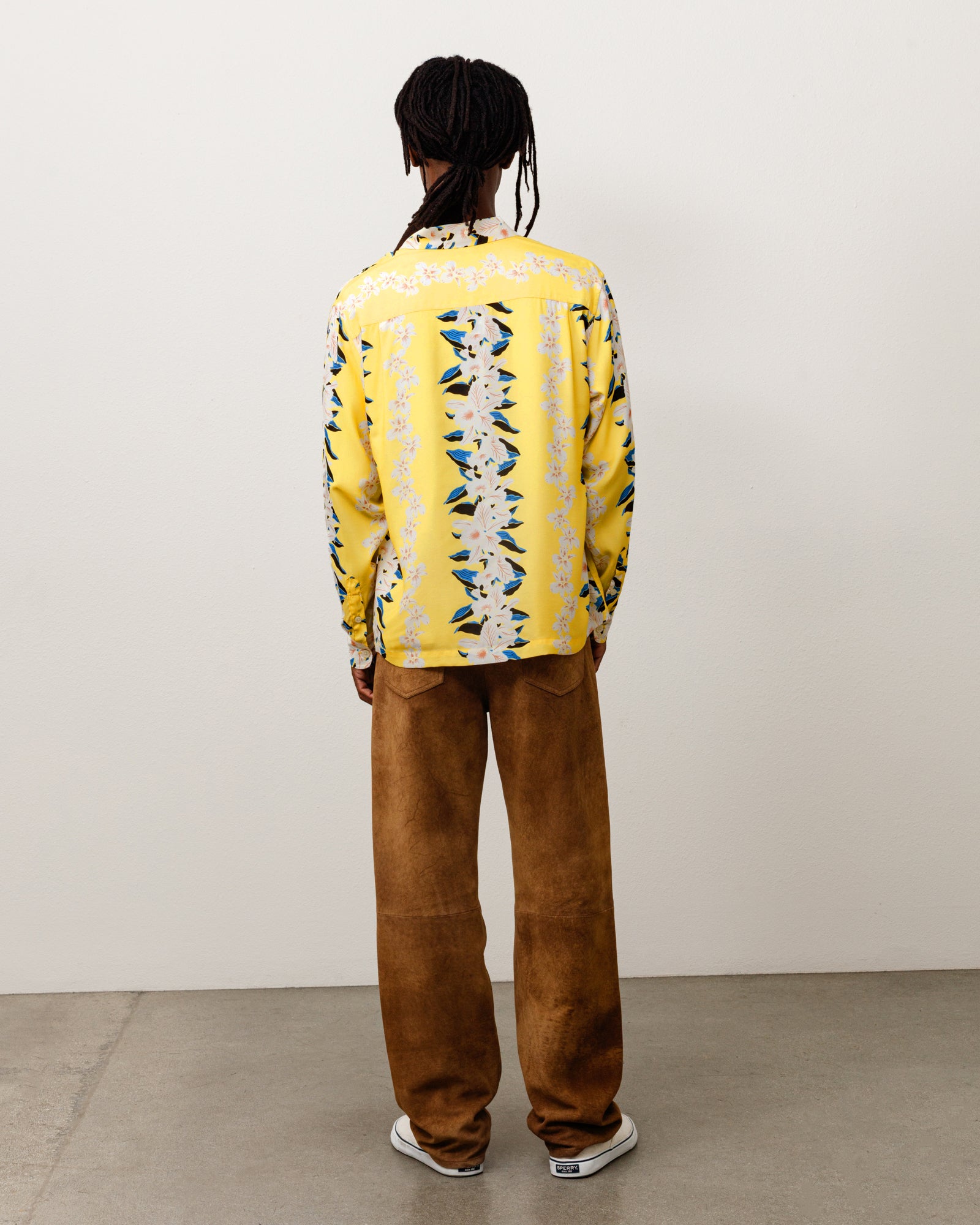 Hawaiian Floral Ls Shirt Unisex Long Sleeve In Yellow