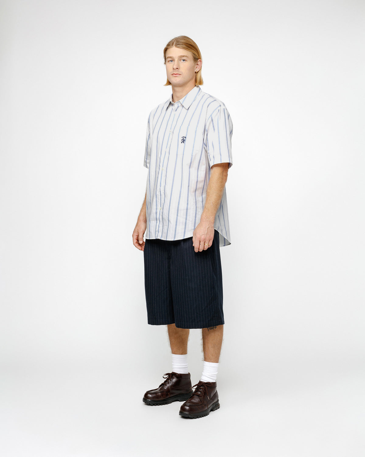 stussy 24ss VOLUME PLEATED SHORT STRIPE