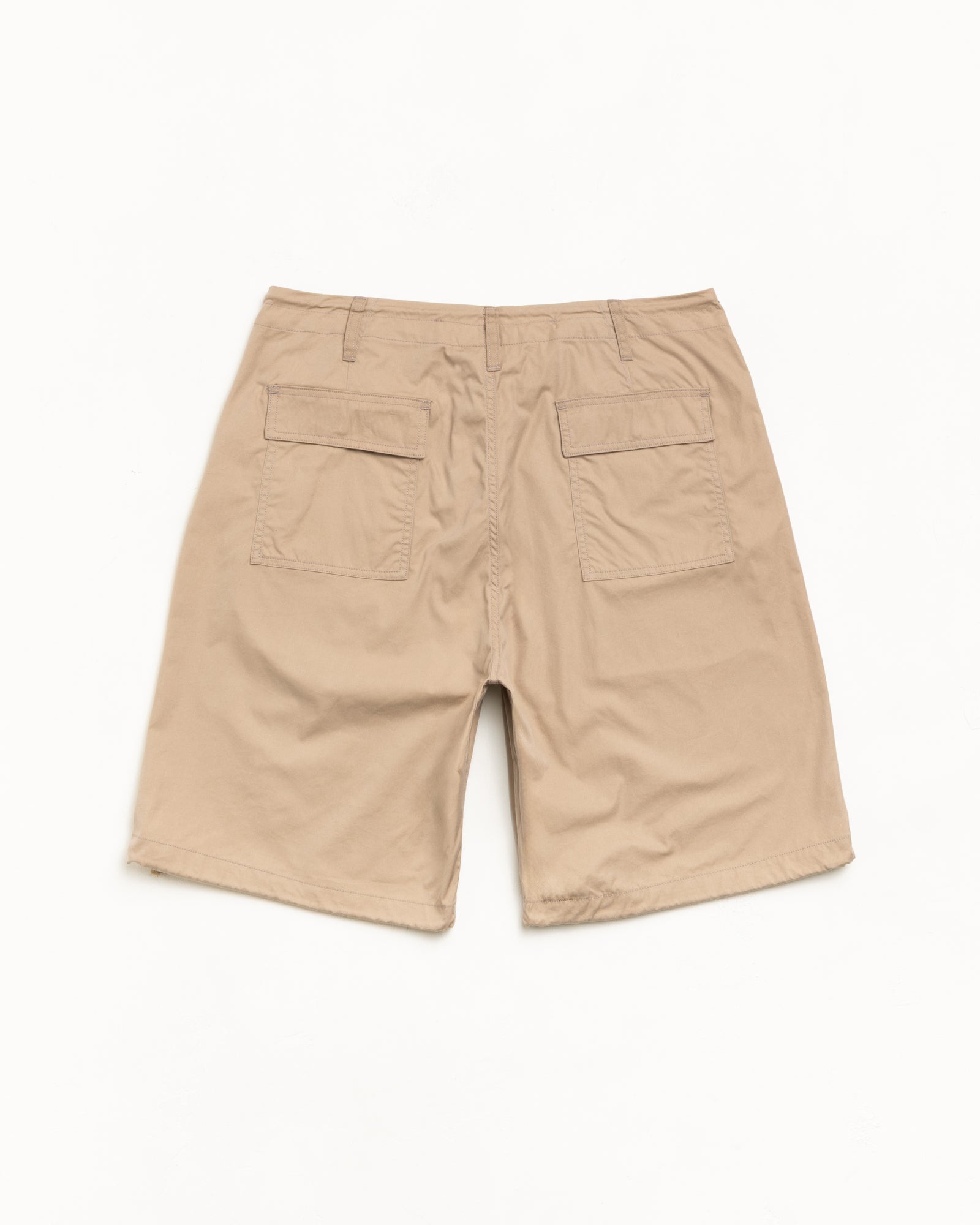 Surplus Short Unisex Cotton-Nylon In Khaki Back Flat View With Dual Flap Pockets