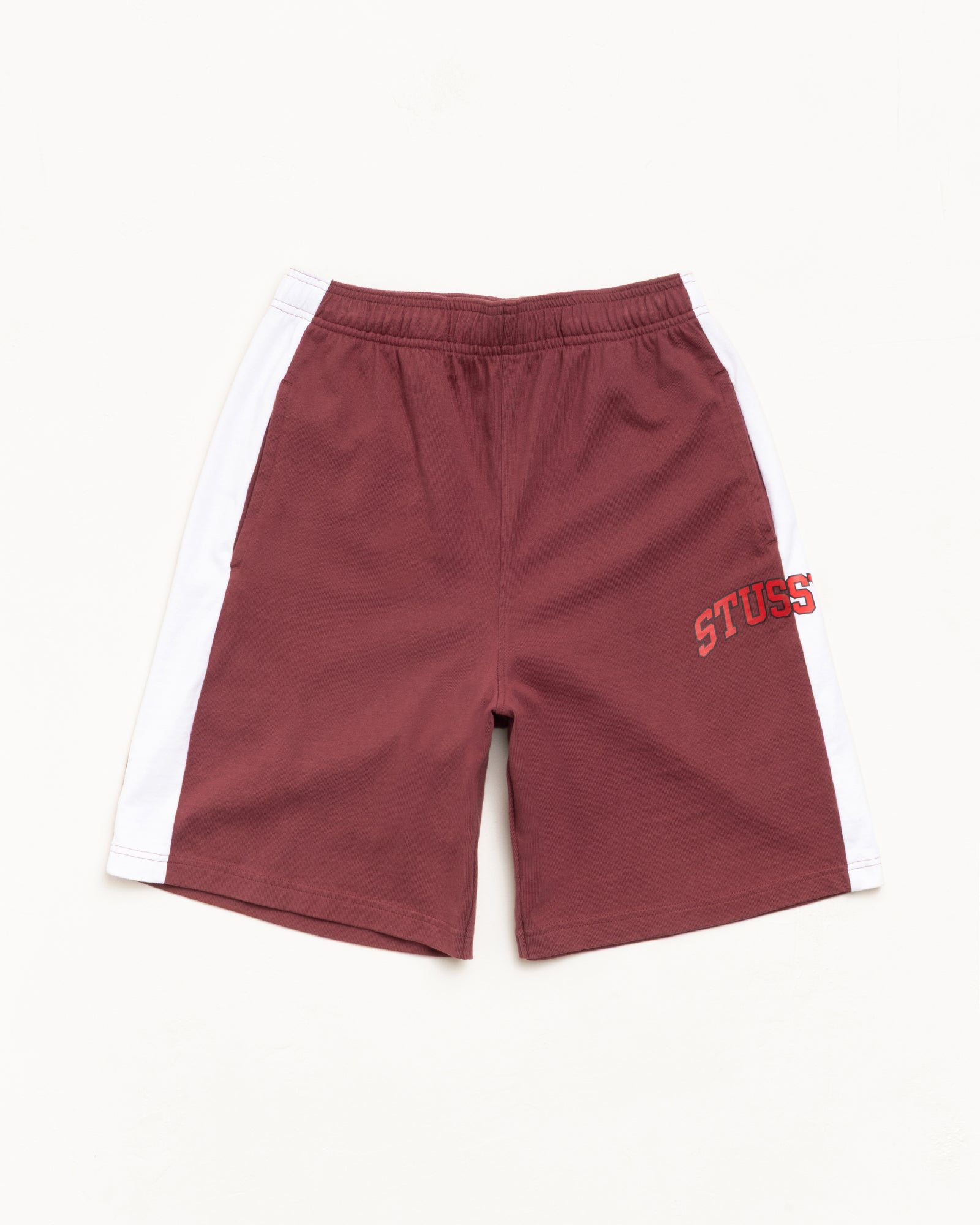 Stripe Jersey Short Mens Regular In Burgundy