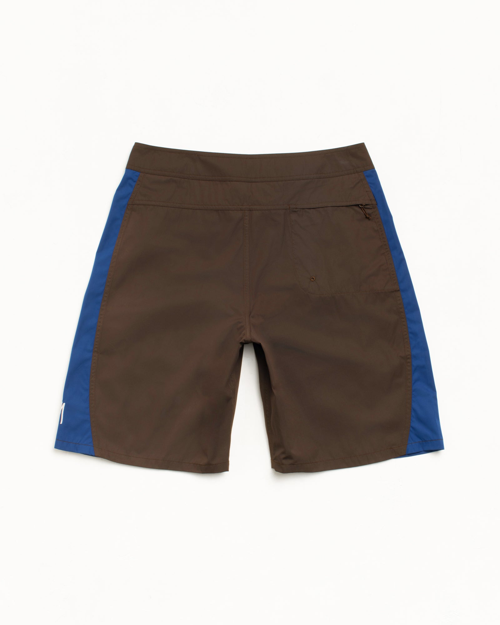 Curved Panel Board Short Mens Regular in the colour Brown featuring blue contrast panels.