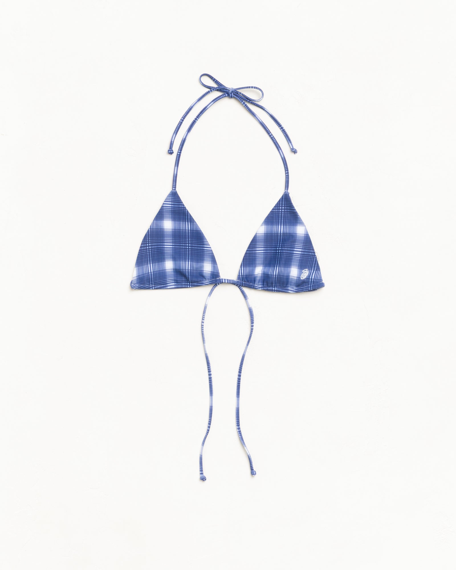 Triangle Bikini Top Womens Sleeveless In Navy Plaid