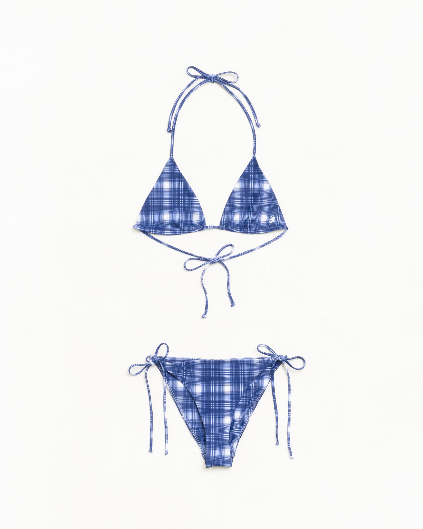 Triangle Bikini Top Womens Sleeveless In Navy Plaid