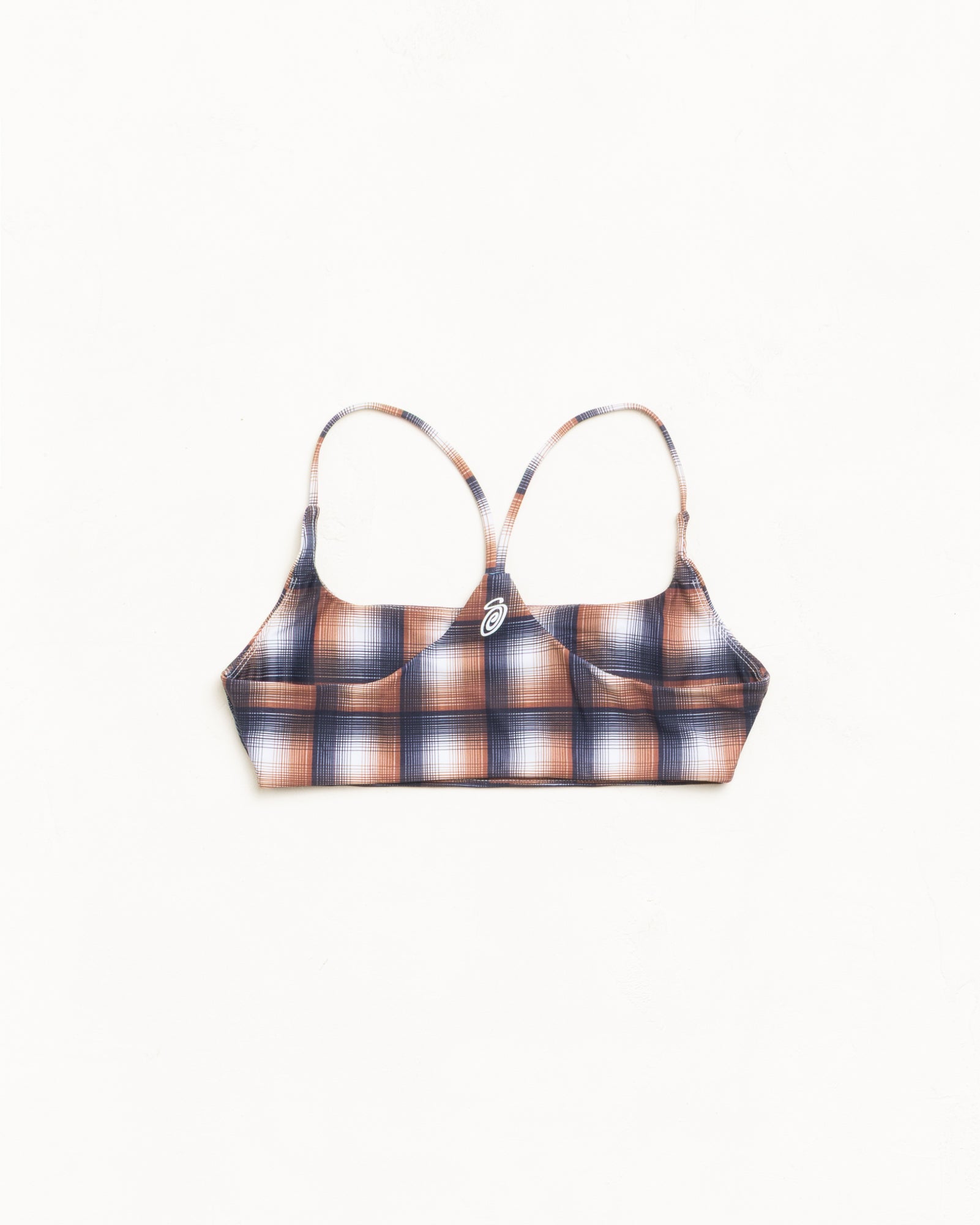 Halter Bikini Top Womens Sleeveless In Brown Plaid