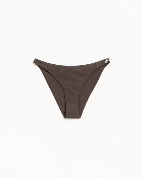 Bikini Bottom Swim in the colour Brown featuring a rubberised Stüssy swirly S logo