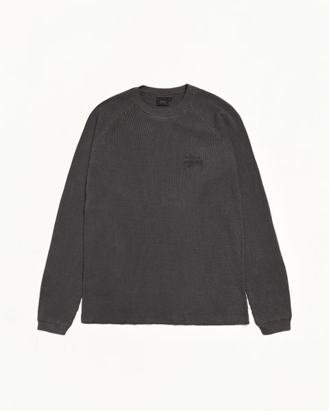 Basic Stüssy Thermal – Washed Black | Tops & Knits | Stüssy UK