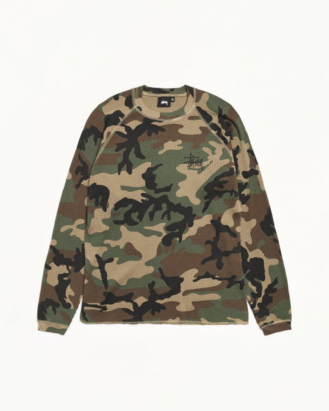 Raglan Thermal Basic Stock Mens Long Sleeve In Woodland Camo