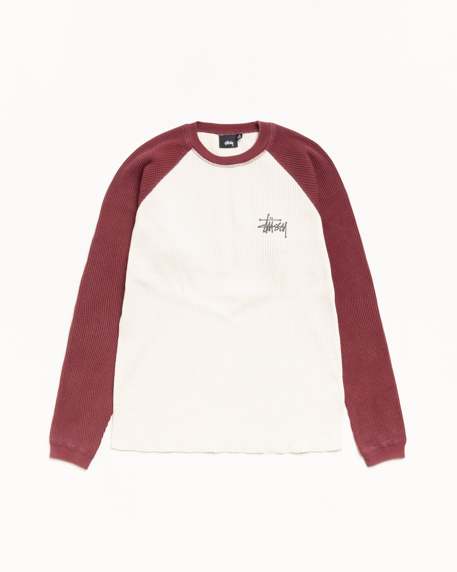 Raglan Thermal 2 Tone Mens Long Sleeve In Off White