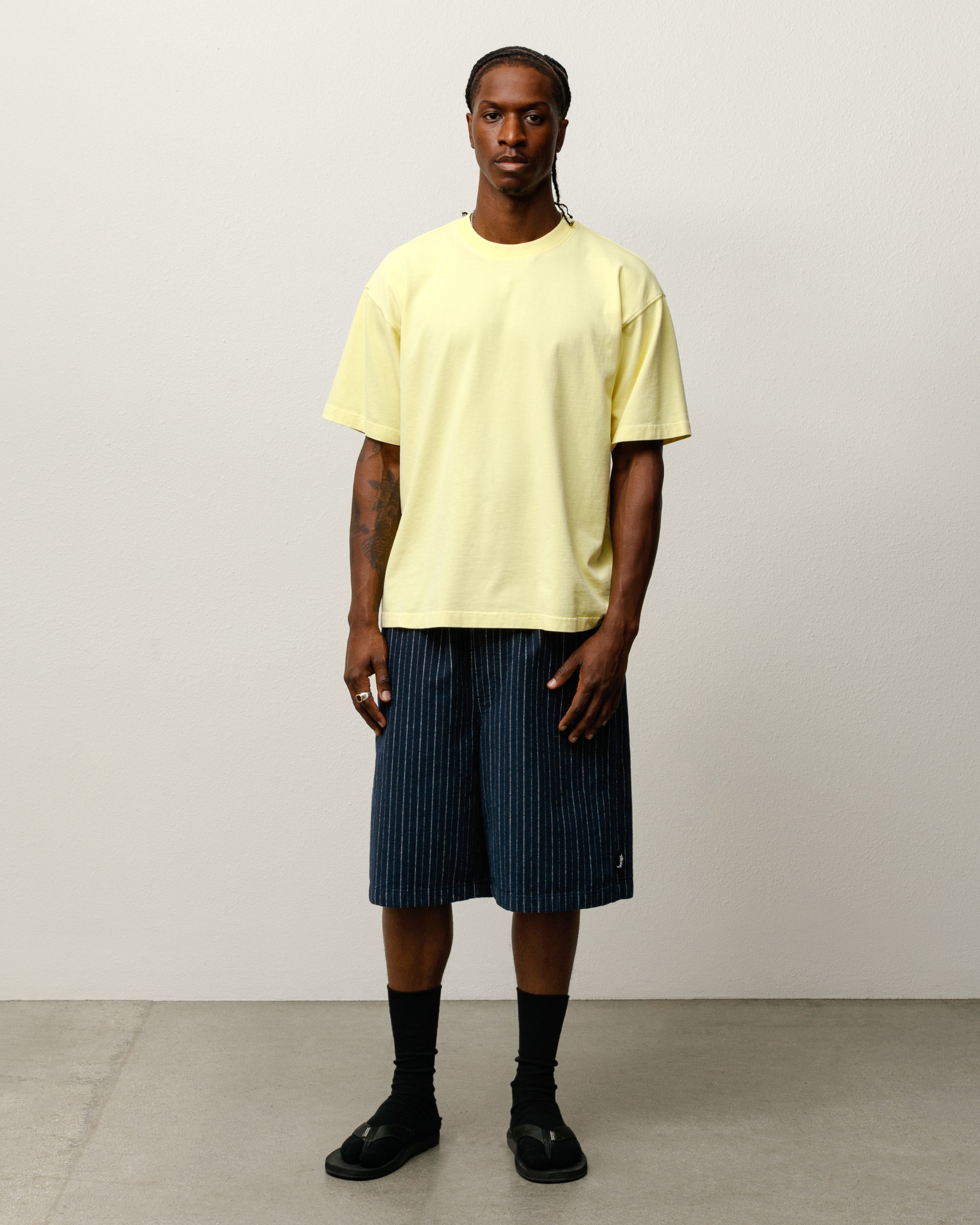 Dyed Ss Tee Mens Short Sleeve In Faded Yellow