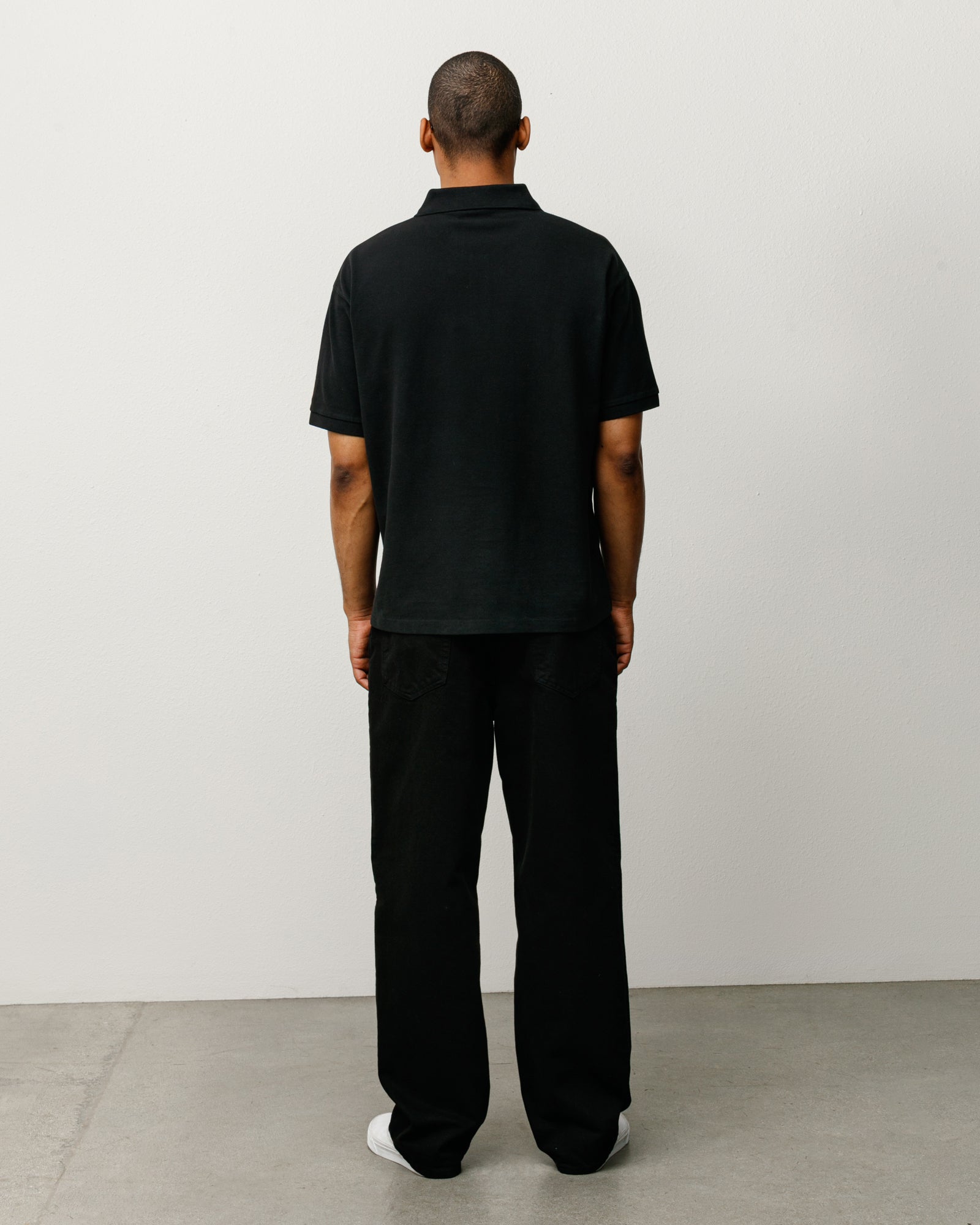 Classic Pique Polo Unisex Short Sleeve In Black, Pique Knit With Two-Button Placket And Chest Embroidery