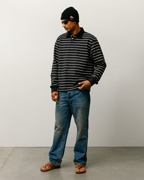 Striped Rugby Shirt – Black | Tops & Knits | Stüssy UK