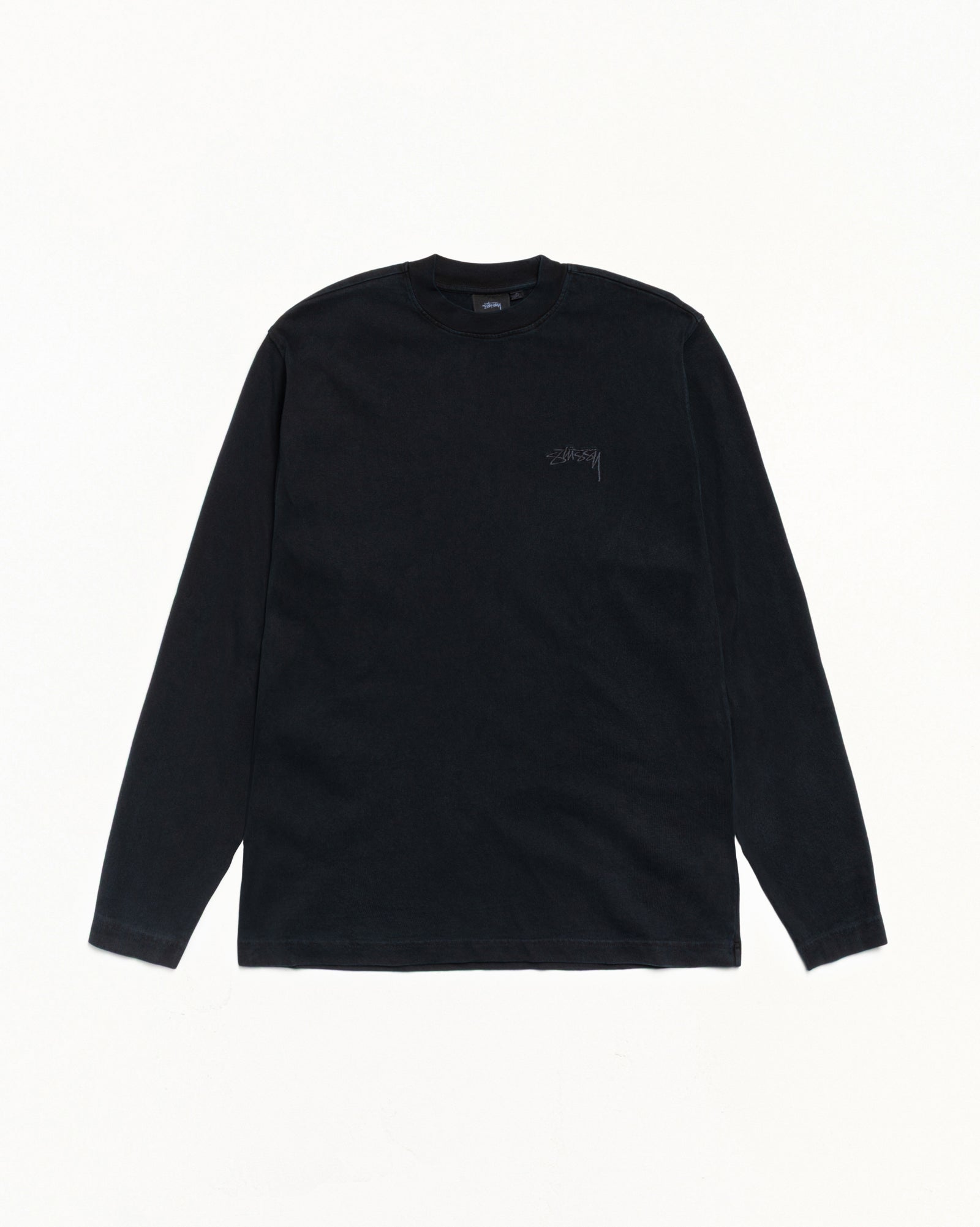 Dyed Mock Neck Ls Tee Mens Long Sleeve In Black