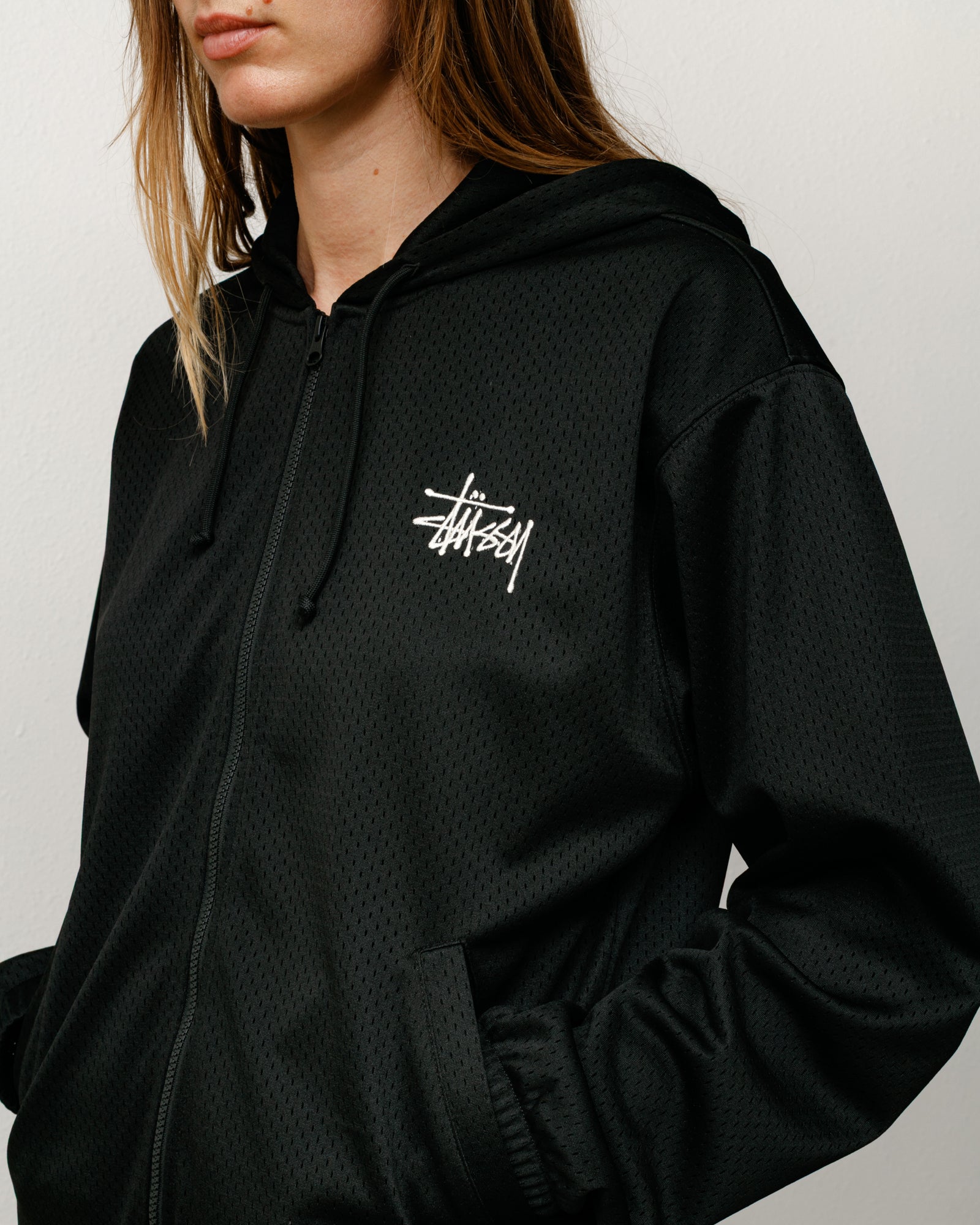 Athletic Mesh Zip Hoodie – Black | Tops & Knits | Stüssy UK