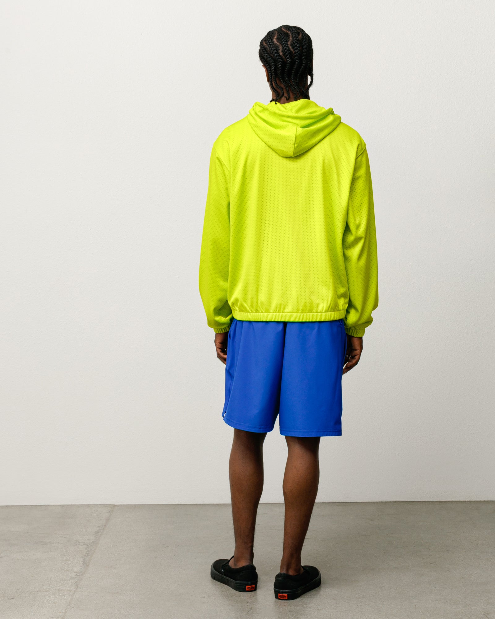 Athletic Mesh Zip Hood Unisex Long Sleeve In Safety Green