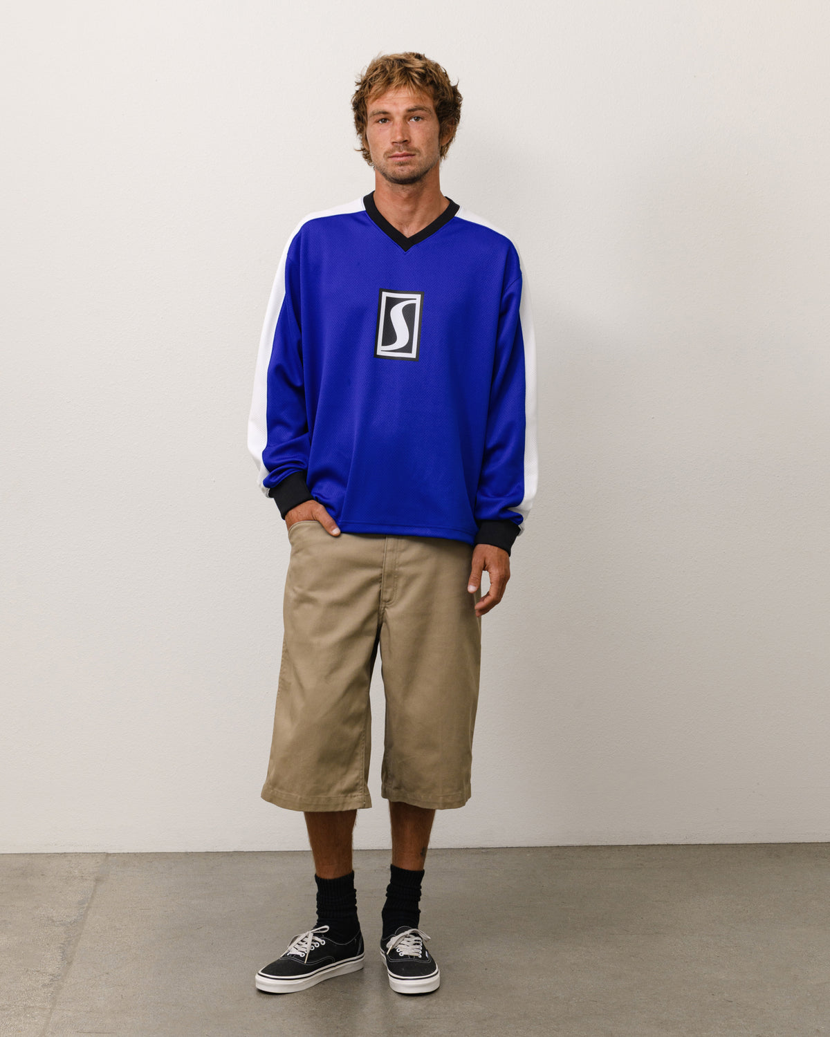 S Mesh Ls Jersey Unisex Long Sleeve In Blue