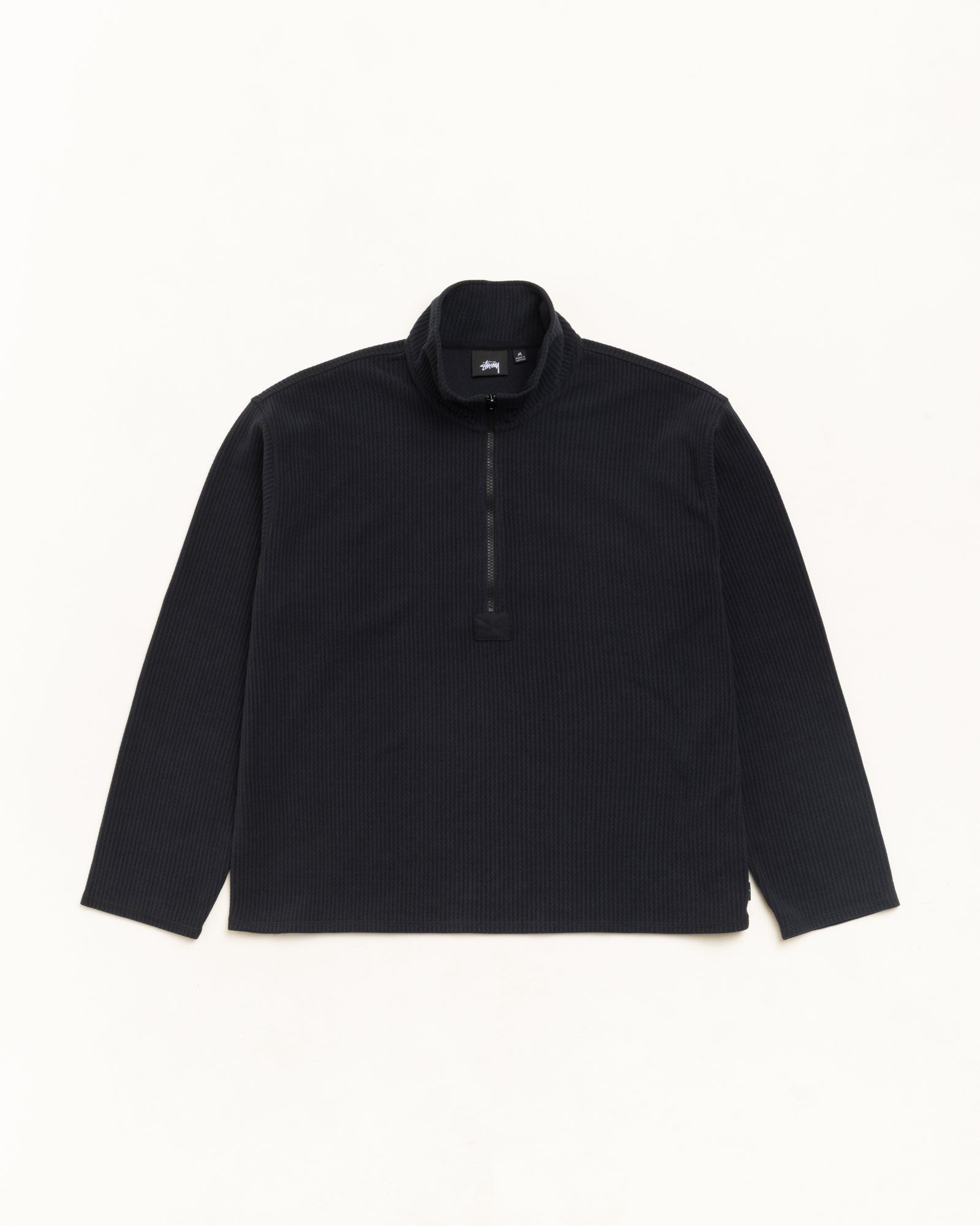 トップス STUSSY Half Zip Mock Neck Sweater Black Half Zip Thermal Mock Neck - Black | Tops & Knits | Stüssy UK