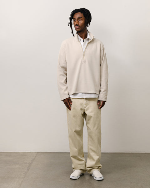 Textured Zip Mock Unisex Long Sleeve In Sand