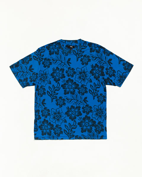 Lazy Ss Tee Floral Print Unisex Short Sleeve In Sport Blue