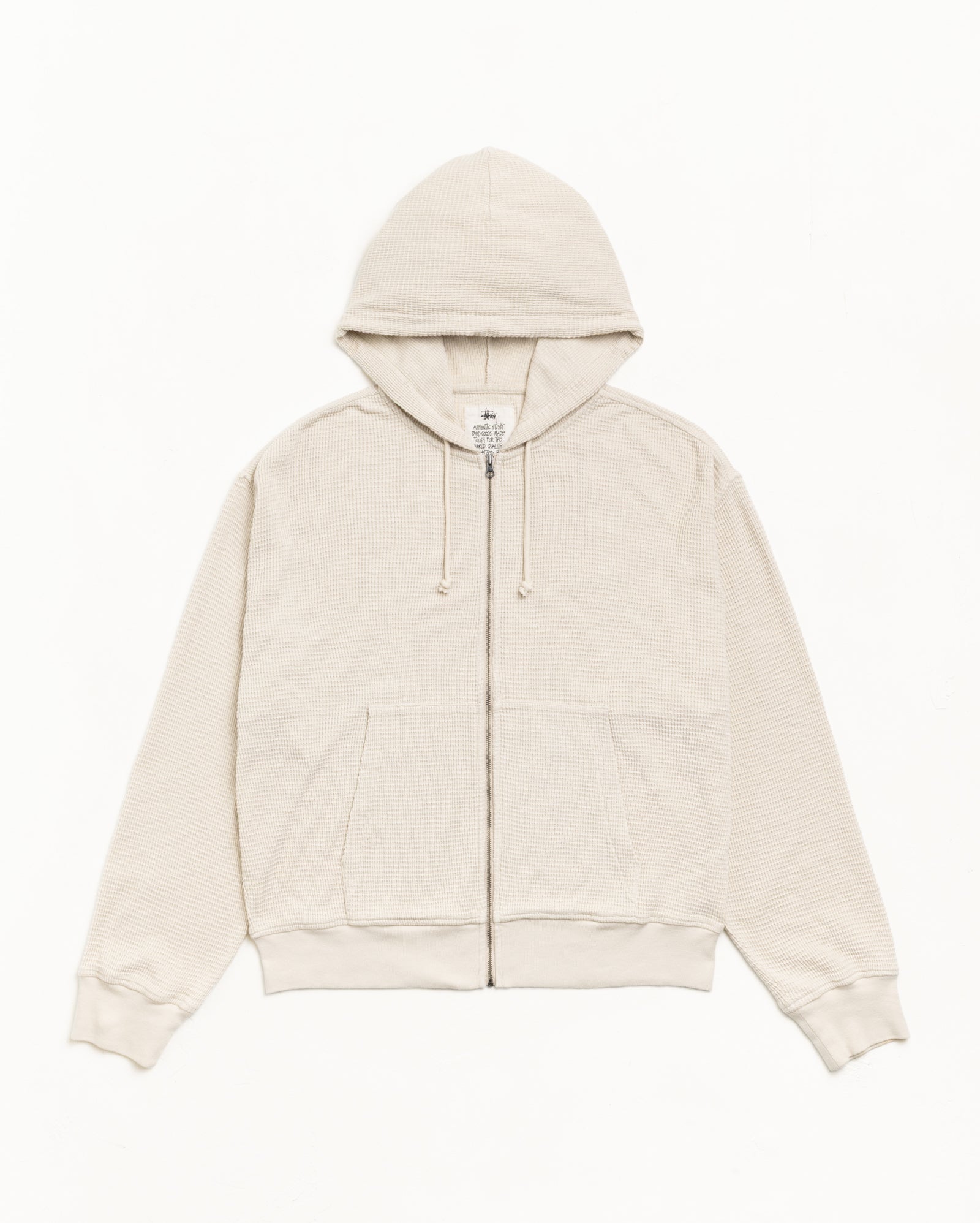 Lightweight Thermal Zip Hoodie Unisex Long Sleeve In Bone