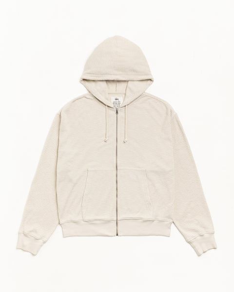 Lightweight Thermal Zip Hoodie Unisex Long Sleeve In Bone