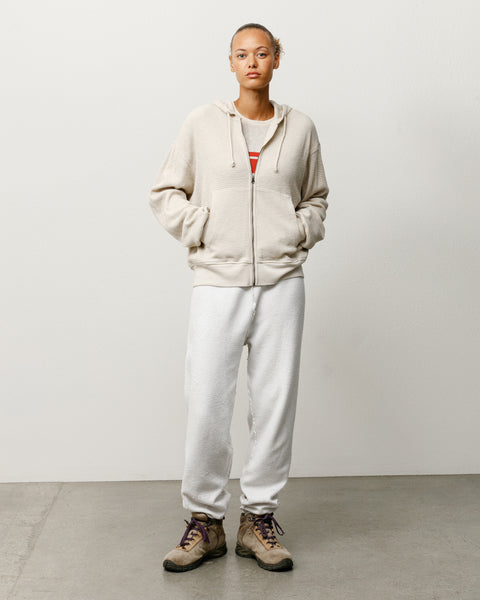 Lightweight Thermal Zip Hoodie Unisex Long Sleeve In Bone