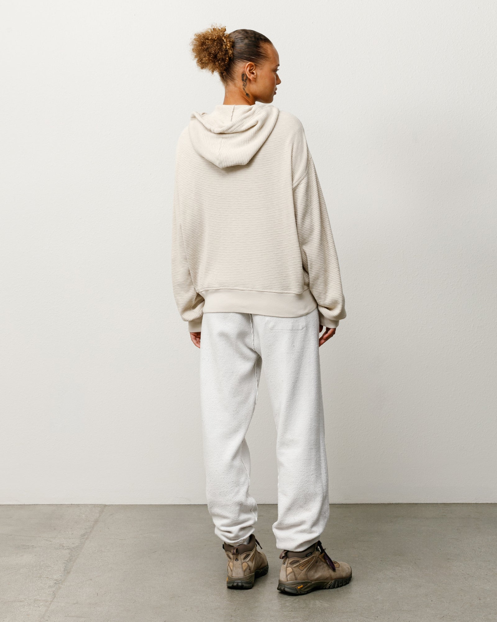 Lightweight Thermal Hoodie Unisex Long Sleeve In Bone