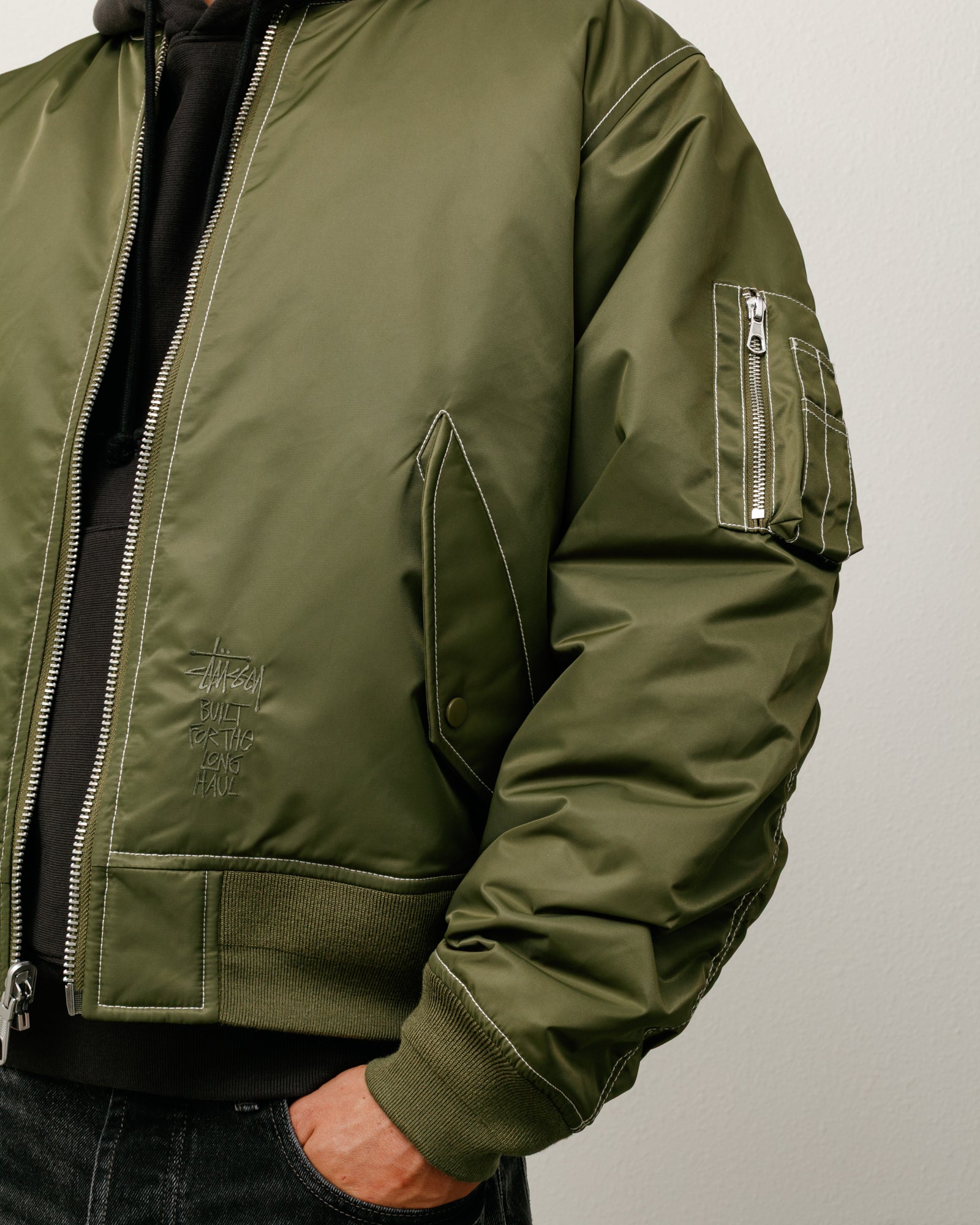 Built Reversible Bomber Jacket – Olive | Outerwear | Stüssy UK