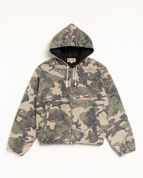 Work Jacket Canvas Ndl Pnch Mens Long Sleeve In Woodland Camo