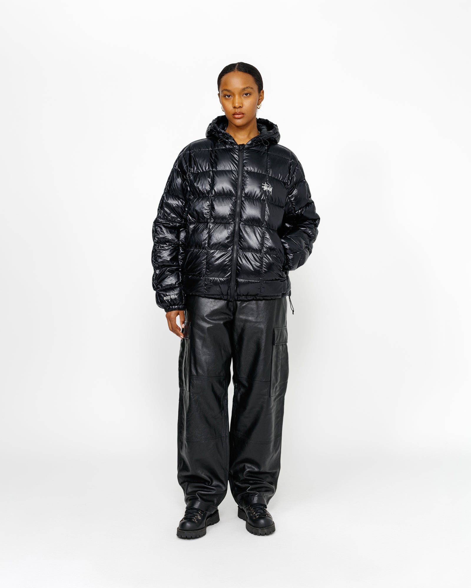 Midweight Hooded Puffer in black – Stüssy UK