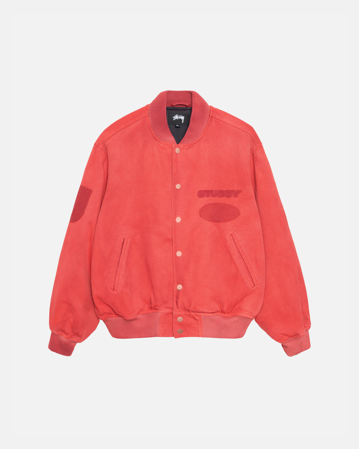 Ghost Logo Canvas Varsity Jacket in red – Stüssy UK